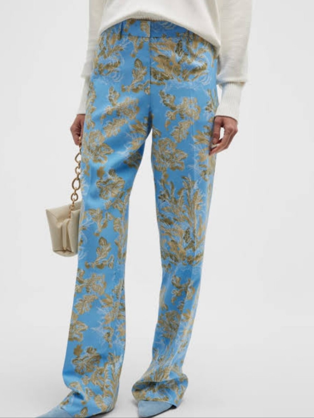 Lafayette 148 New York Pants 8 Blue Floral Print Straight Wide Leg Gates